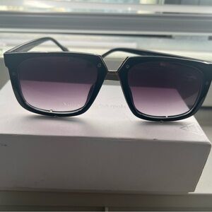 Cazal Black Sunglasses Square Frame Gradient Lenses